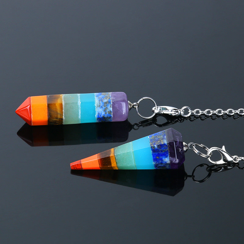 Colorful seven chakra cone pendant