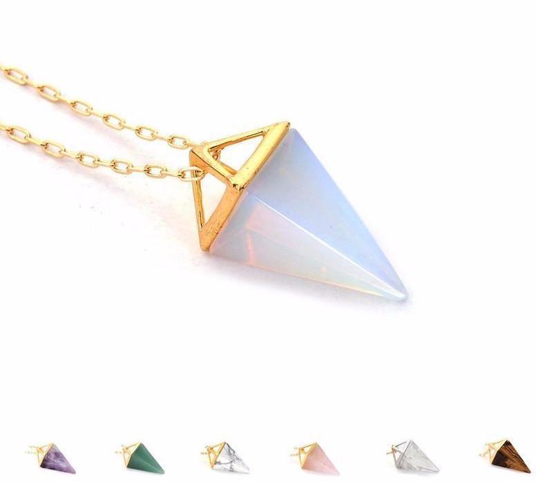 18K Gold Plated Healing Crystal Pendant Necklace