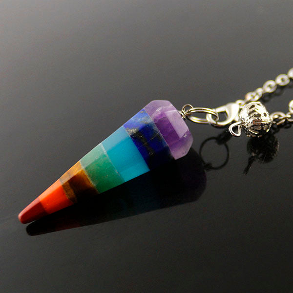 Colorful seven chakra cone pendant