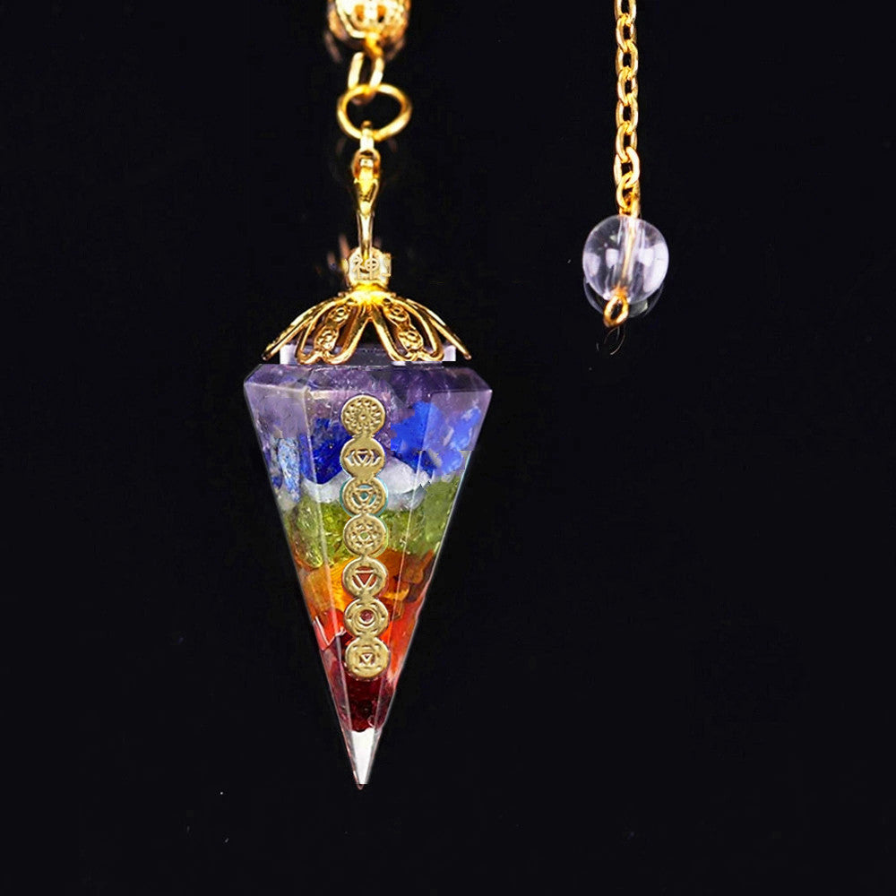 Colorful Chakra Augen Pendulum Crystal Necklace Natural Pendant Pendant