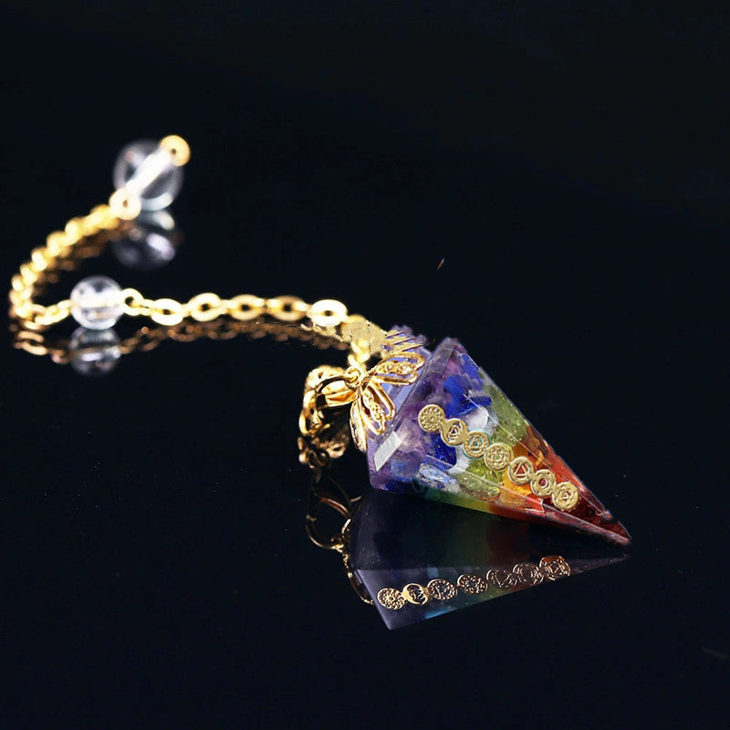 Colorful Chakra Augen Pendulum Crystal Necklace Natural Pendant Pendant