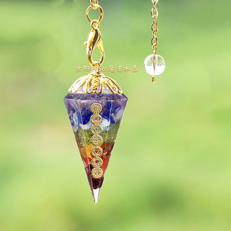 Colorful Chakra Augen Pendulum Crystal Necklace Natural Pendant Pendant