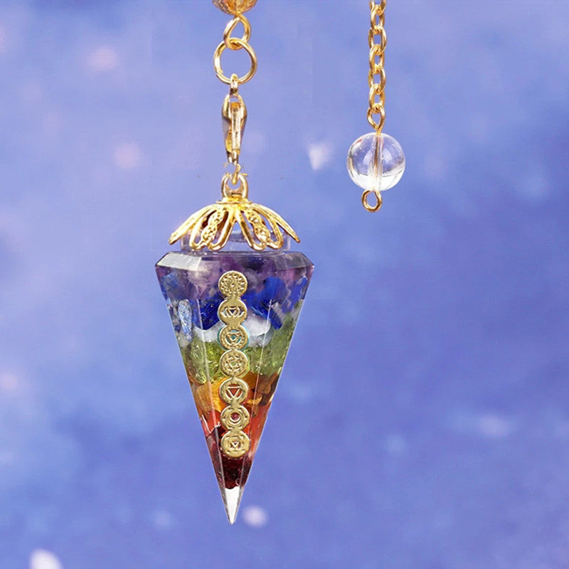 Colorful Chakra Augen Pendulum Crystal Necklace Natural Pendant Pendant