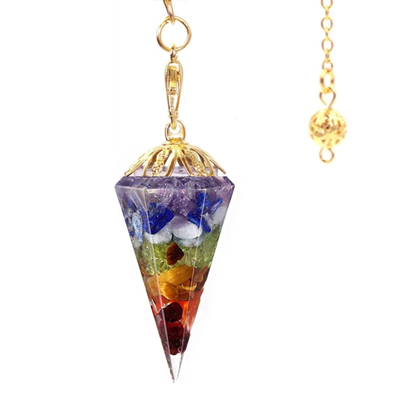 Colorful Chakra Augen Pendulum Crystal Necklace Natural Pendant Pendant