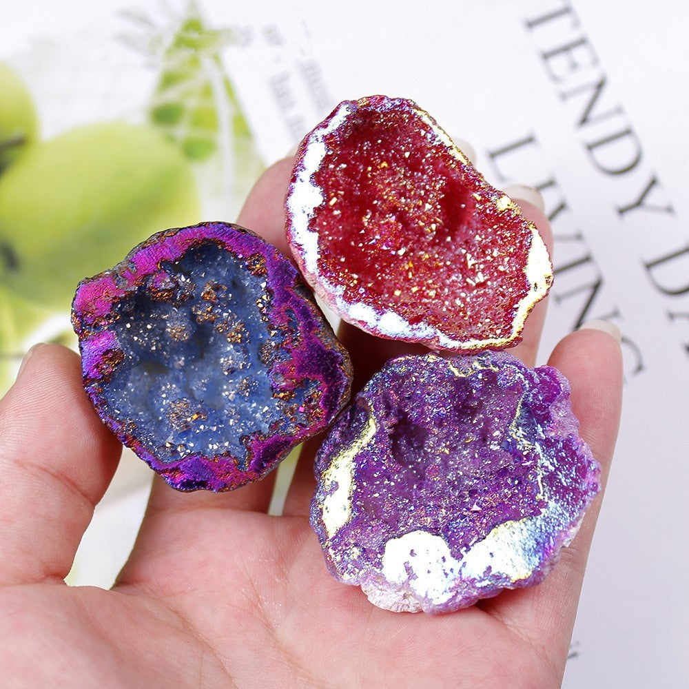 Natural Crystal Plating Color Irregular Agate Geode Cornucopia