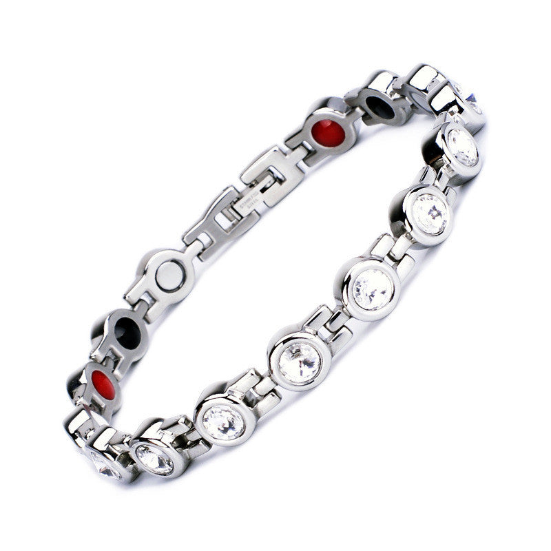 Stainless Steel Ladies Healing Crystal Magnetotherapy Bio-energy Bracelet