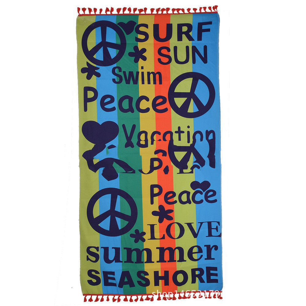 Square Rainbow Beach Towel Colorful Series Life Wheel Tapestry