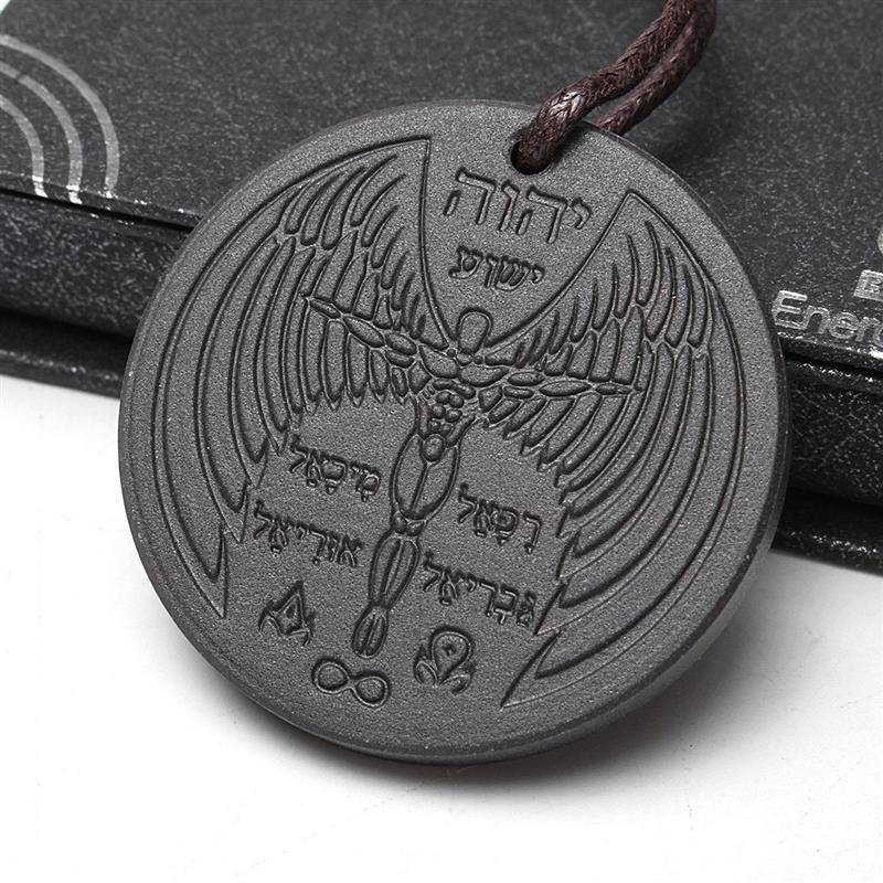 Trapeze Energy Round Negative Ion Chain Anti-Radiation Pendant Volcanic Stone Necklace Pendant