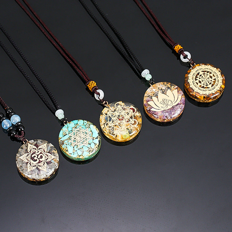 Seven Chakra Pendant Energy Crushed Turquoise Organ Necklace