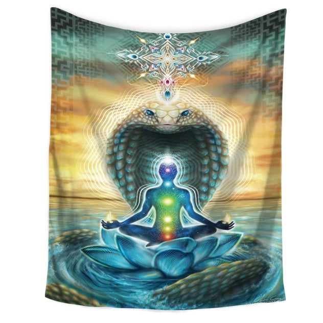 Lotus meditating tapestry