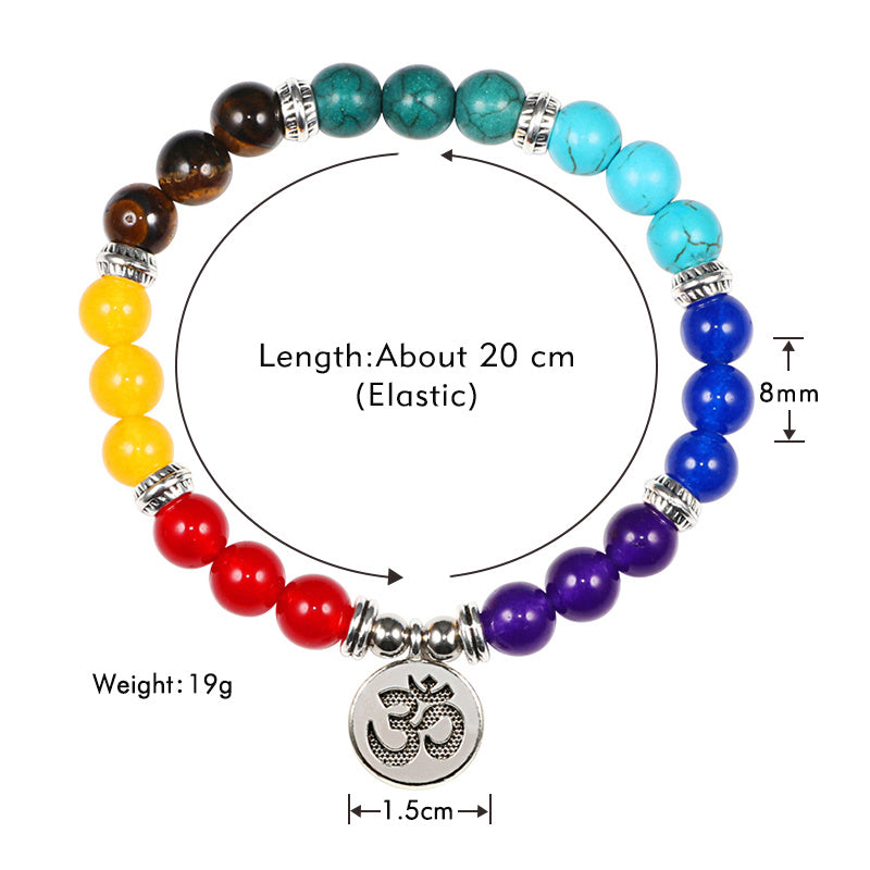 Creative Seven Color Energy Stone Yoga Bracelet