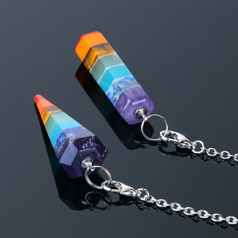 Colorful seven chakra cone pendant