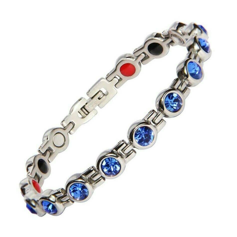 Stainless Steel Ladies Healing Crystal Magnetotherapy Bio-energy Bracelet