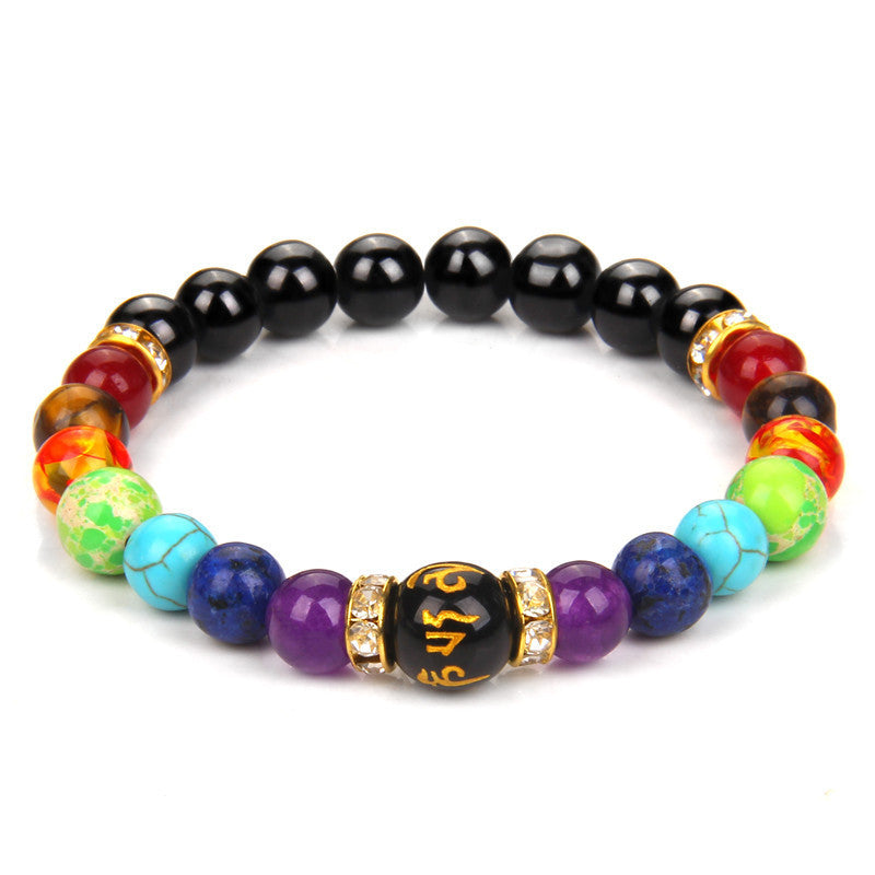 Natural Volcanic Stone Bracelet Seven Chakra Yoga Energy