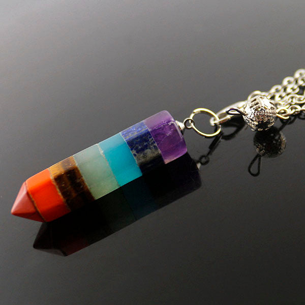 Colorful seven chakra cone pendant