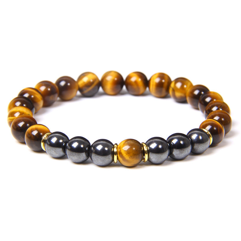 Black Gallstone Bracelet Tiger Eye Energy Fitness Men's Gift Jewelry