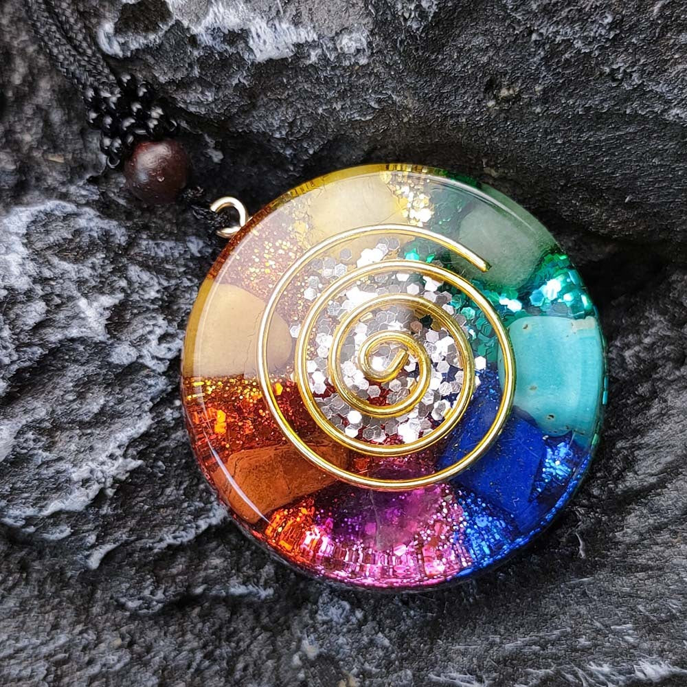 Chakra Multicolor Onyx Jade Pendant Necklace