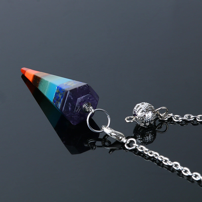 Colorful seven chakra cone pendant