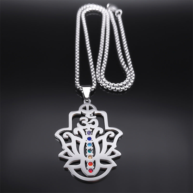 Lotus Yoga Healing Chain Pendant Necklace For Women