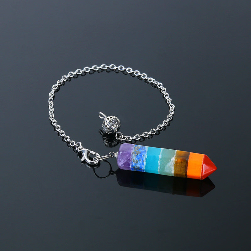 Colorful seven chakra cone pendant