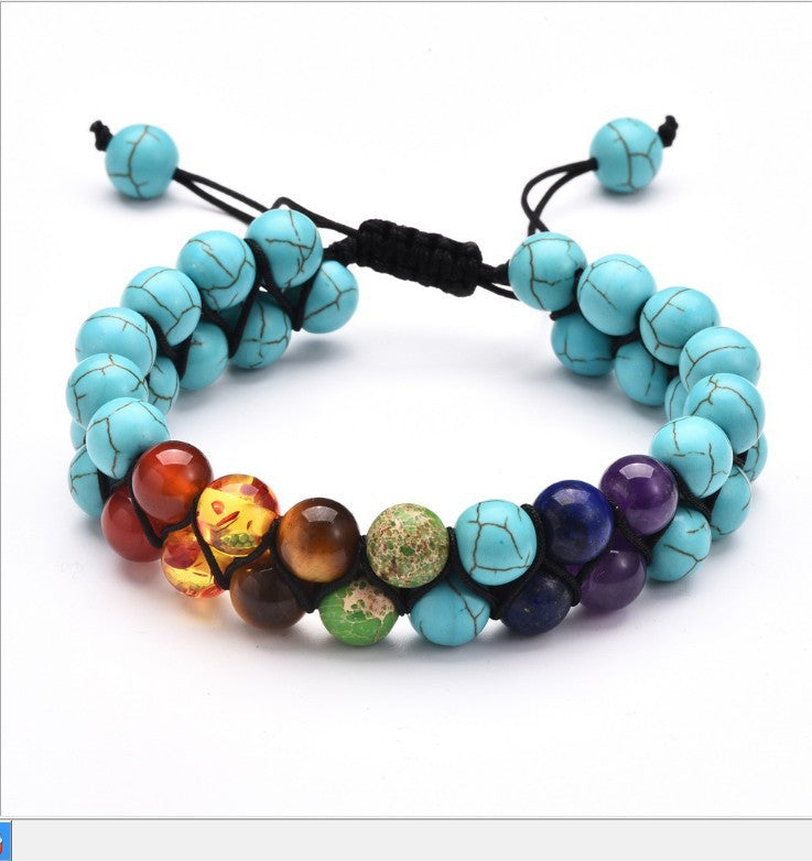 Colorful Stone European And American Men's Black Volcanic Rock Yoga Energy Bracelet