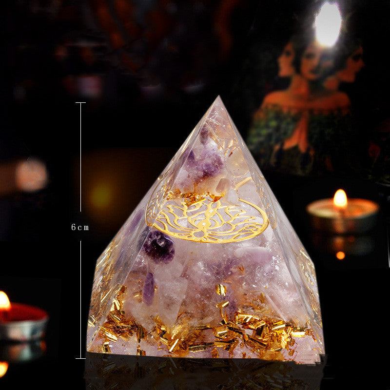 Natural Crystal Crushed Stone Creative Energy Pyramid