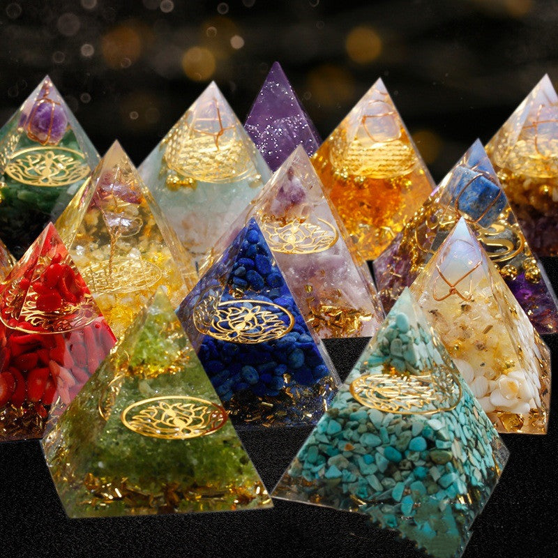 Natural Crystal Crushed Stone Creative Energy Pyramid