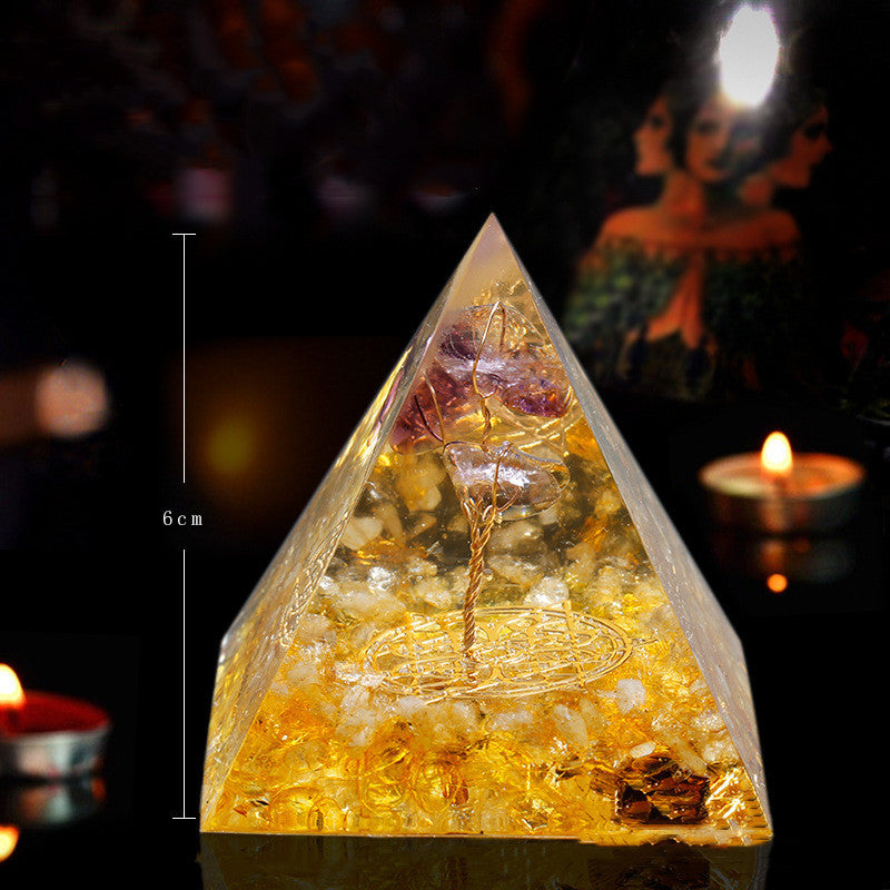 Natural Crystal Crushed Stone Creative Energy Pyramid