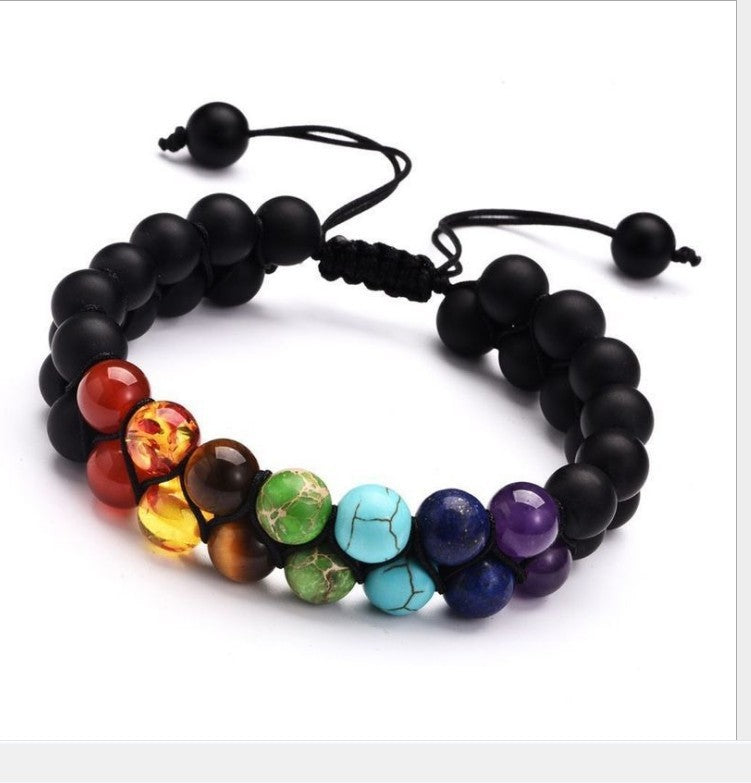 Colorful Stone European And American Men's Black Volcanic Rock Yoga Energy Bracelet