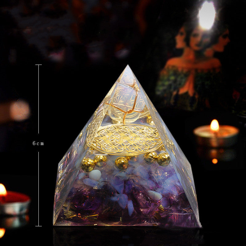 Natural Crystal Crushed Stone Creative Energy Pyramid