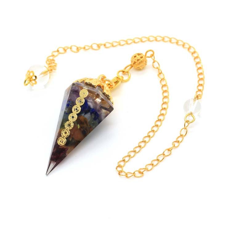 Colorful Chakra Augen Pendulum Crystal Necklace Natural Pendant Pendant