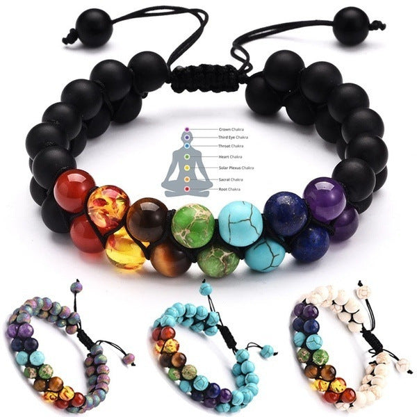 Colorful Stone European And American Men's Black Volcanic Rock Yoga Energy Bracelet