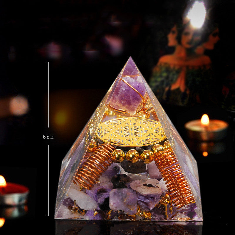 Natural Crystal Crushed Stone Creative Energy Pyramid