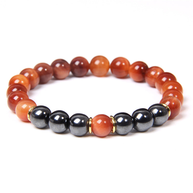 Black Gallstone Bracelet Tiger Eye Energy Fitness Men's Gift Jewelry